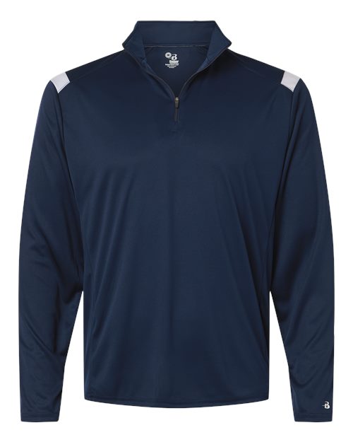 Men's On The Rise Quarter-Zip Pullover - Navy/ White Front