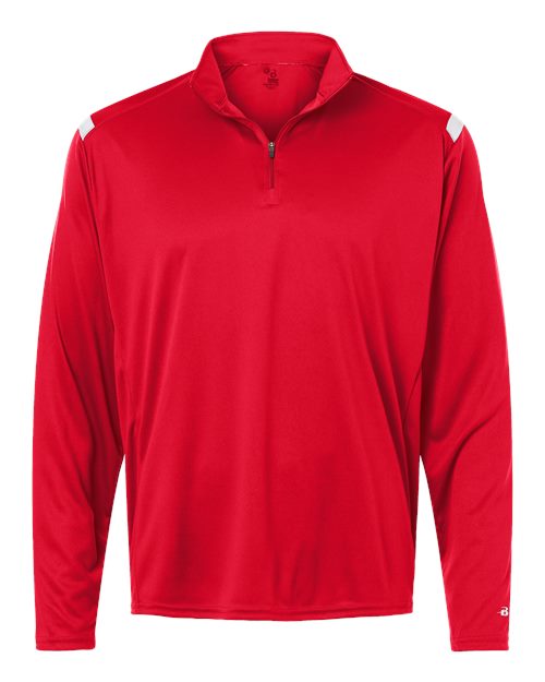Badger Men's On The Rise Quarter-Zip Pullover - Red/ White Front