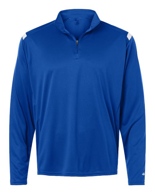 Badger Men's On The Rise Quarter-Zip Pullover - Royal/ White Front