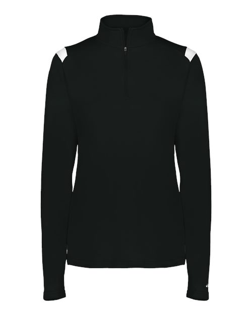 Women's On The Rise Quarter-Zip Pullover - Black/ White Front