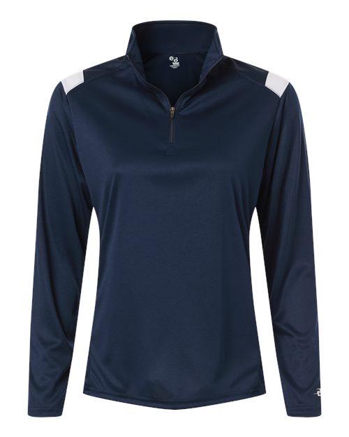 Women's On The Rise Quarter-Zip Pullover - Navy/ White Front
