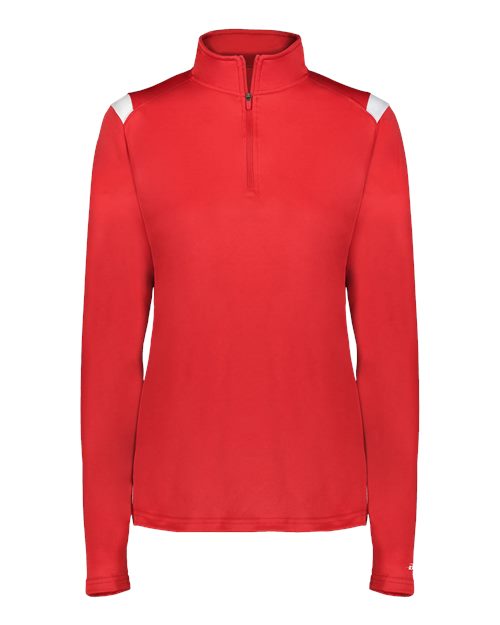 Women's On The Rise Quarter-Zip Pullover - Red/ White Front