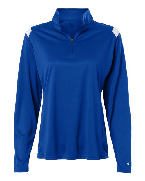 Badger Women's On The Rise Quarter-Zip Pullover - Royal/ White Front