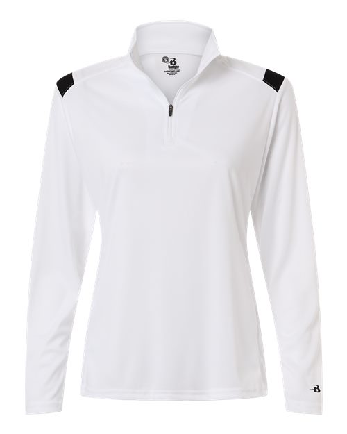 Women's On The Rise Quarter-Zip Pullover - White/ Black Front