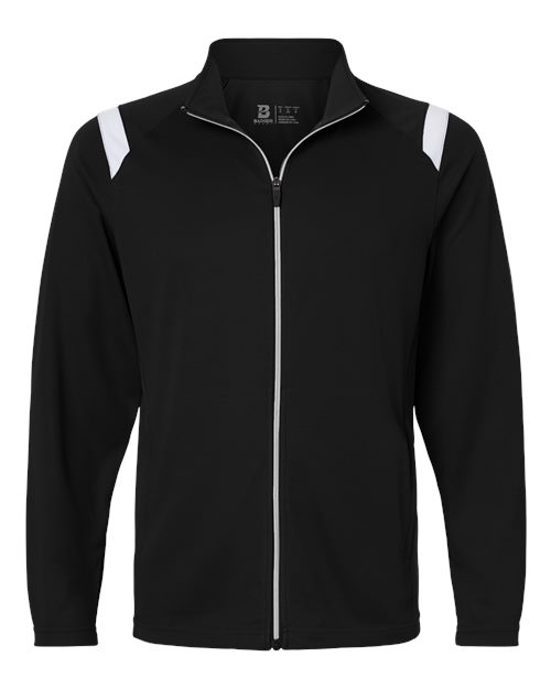 Badger Men's On The Rise Outercore Warm-up Jacket - Black/ White Front