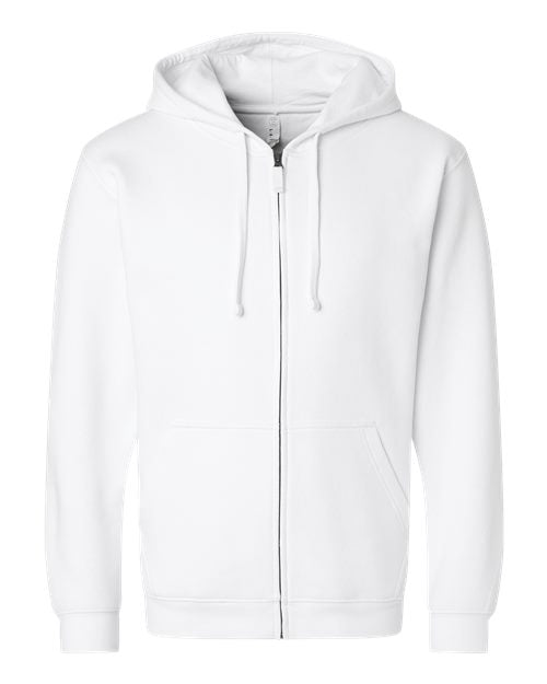 LAT Unisex Full-Zip Hoodie Sweatshirt - White Front