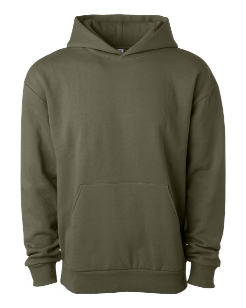 Independent Trading Co. Unisex Boulevard Heavyweight Hooded Sweatshirt - Army Front