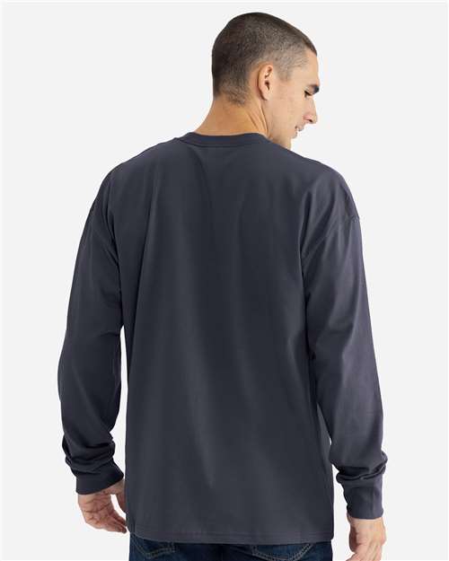 Unisex Heavyweight Long Sleeve T-Shirt - Harbor Blue Back