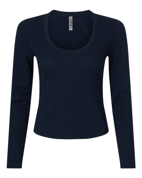 Next Level Women's Ideal Thermal Long Sleeve Shirt - Midnight Navy Front