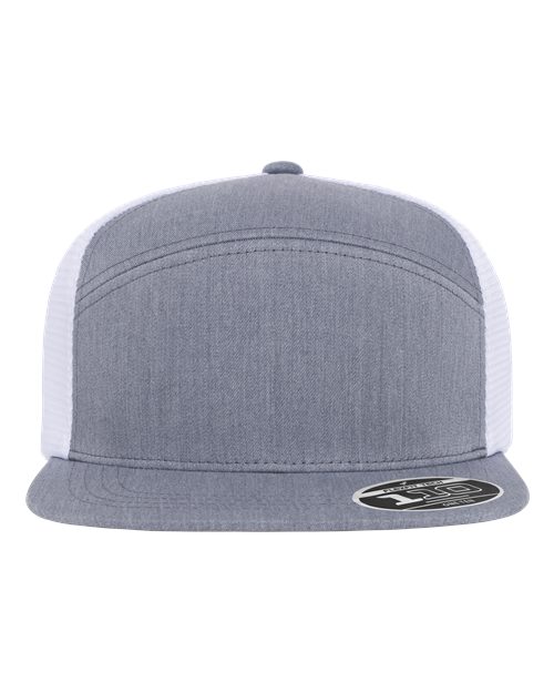 Flexfit 110® Mesh Arch Cap - Heather Grey/ White Front