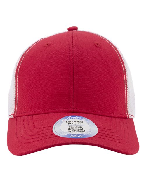 Infinity Her Women's Modern Trucker Cap - Red/ White Front