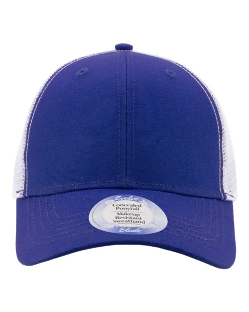 Infinity Her Women's Modern Trucker Cap - Royal/ White Front