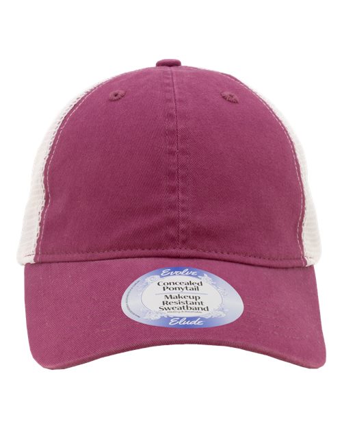 Infinity Her Women's Peached Twill Mesh Back Cap - Berry/ White Front