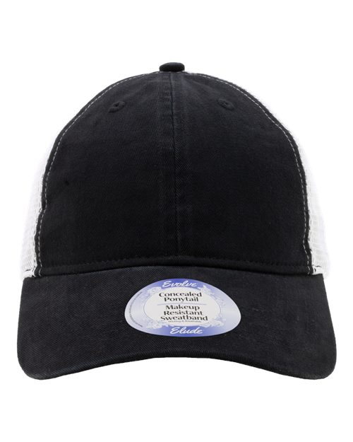 Infinity Her Women's Peached Twill Mesh Back Cap - Black/ White Front
