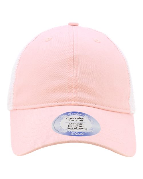Infinity Her Women's Peached Twill Mesh Back Cap - Cherry Blossom/ White Front