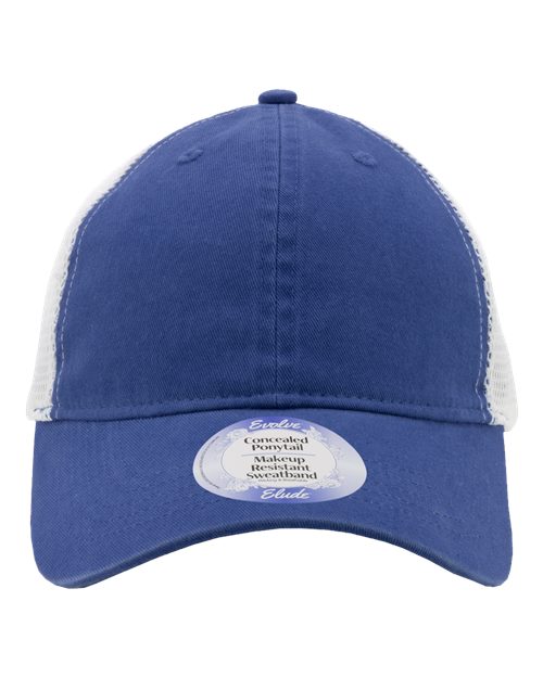 Infinity Her Women's Peached Twill Mesh Back Cap - Sapphire/ White Front