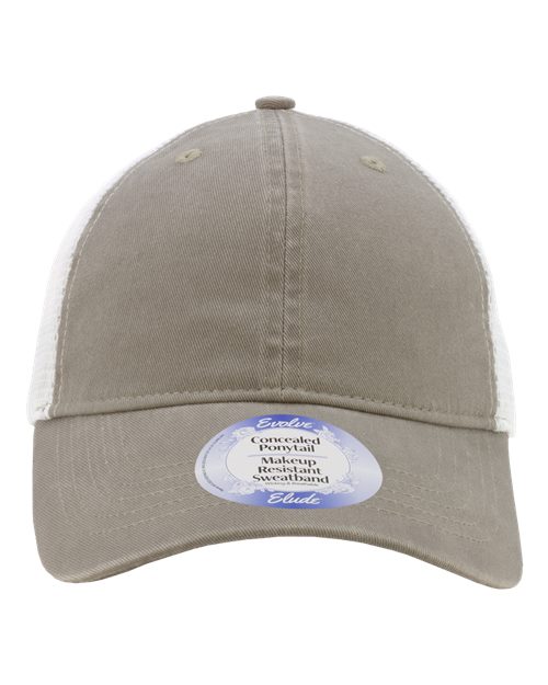 Infinity Her Women's Peached Twill Mesh Back Cap - Slate/ White Front