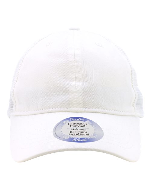 Infinity Her Women's Peached Twill Mesh Back Cap - White/ White Front