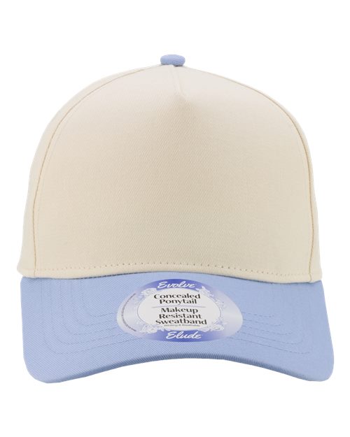 Infinity Her Women's Two-Tone Five-Panel Cap - Ivory/ Ice Blue/ Leopard Camo Front