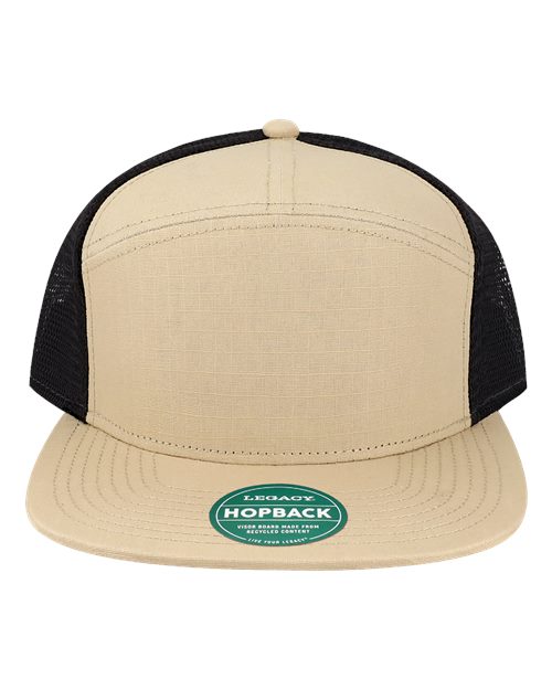 LEGACY Hopback Seven-Panel Trucker Cap - Khaki Ripstop/ Black Front