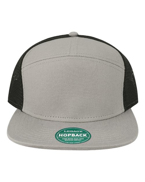 LEGACY Hopback Seven-Panel Trucker Cap - Light Grey/ Black Front