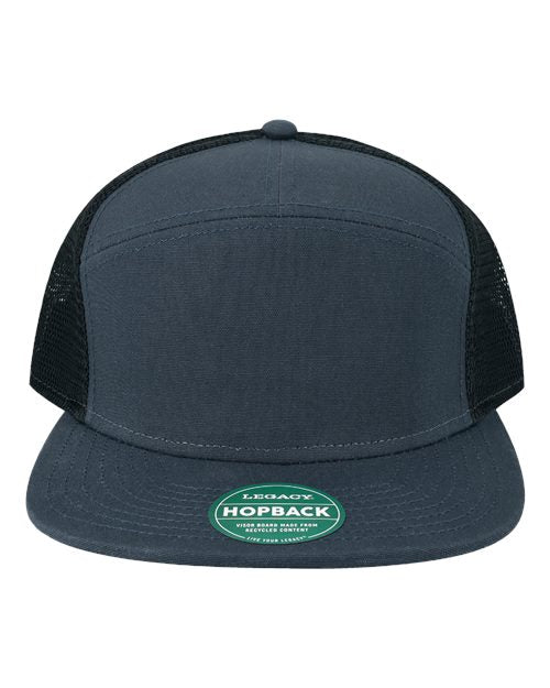 LEGACY Hopback Seven-Panel Trucker Cap - Navy/ Black Front