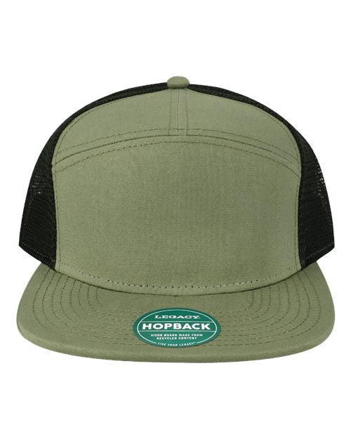 LEGACY Hopback Seven-Panel Trucker Cap - Olive/ Black Front