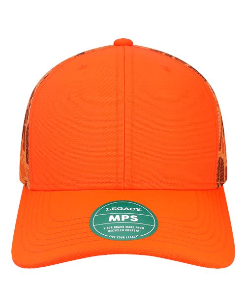 LEGACY Mid-Pro Snapback Trucker Cap - Blaze Orange/ Camo Front