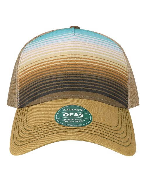 Old Favorite Five-Panel Trucker Cap - Earth Stripe Front