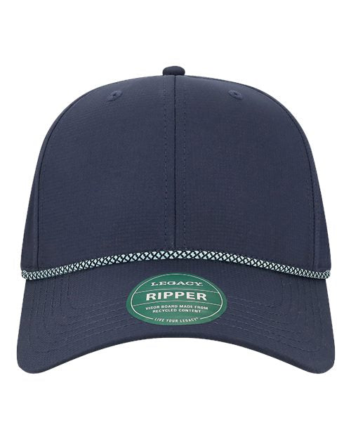 LEGACY Six-Panel Ripstop Rope Cap - Navy/ Crystal Blue Front