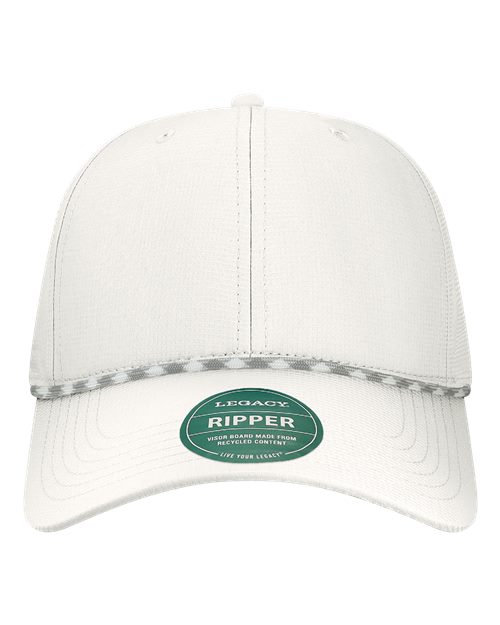 LEGACY Six-Panel Ripstop Rope Cap - White-Neutral/ Grey Front