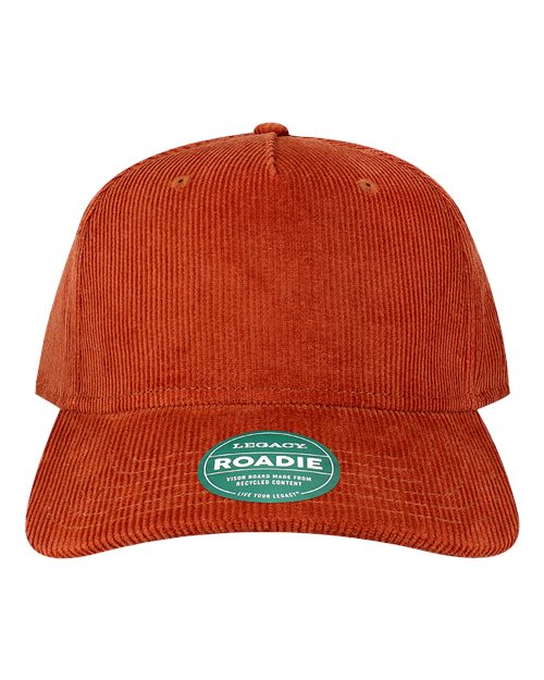 LEGACY Five-Panel Adjustable Cap - Rust Corduroy Front