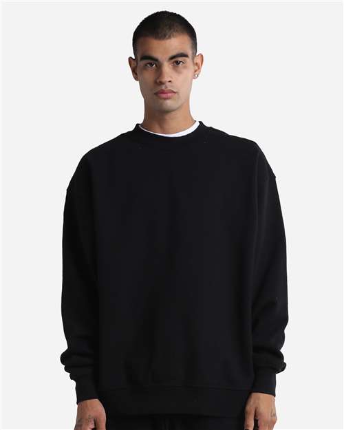 Unisex Max Heavy Fleece Garment-Dyed Crewneck Sweatshirt - Black Front