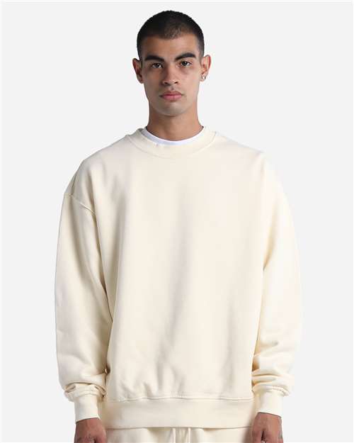 Unisex Max Heavy Fleece Garment-Dyed Crewneck Sweatshirt - Cream Front