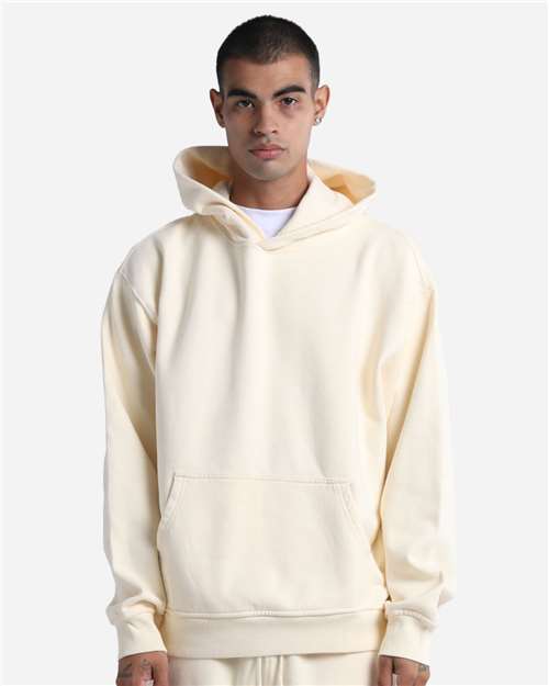 Unisex Max Heavy Fleece Garment-Dyed Hooded Sweatshirt - Cream Front
