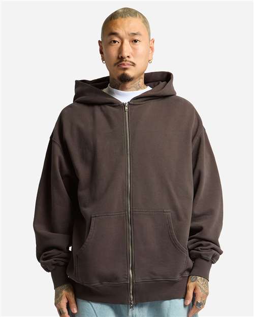 Unisex Max Heavy Fleece Garment-Dyed Full-Zip Hooded Sweatshirt - Shadow Front
