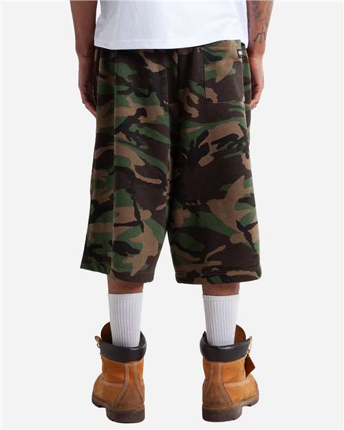 Unisex Baggy Fleece Shorts - Camo Back