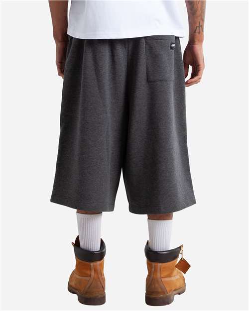 Unisex Baggy Fleece Shorts - Charcoal Grey Back