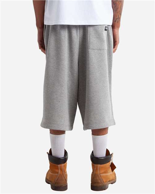 Unisex Baggy Fleece Shorts - Heather Grey Back