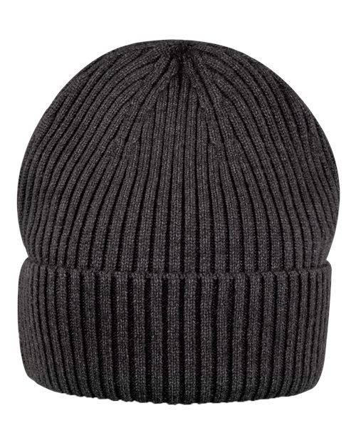 Sportsman Rib Knit Beanie - Dark Heather Black Front