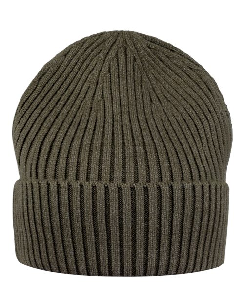 Sportsman Rib Knit Beanie - Heather Olive Green Front