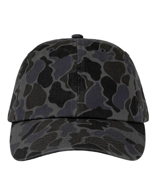 Bio-Washed Classic Dad Hat - Black Duck Camo Front