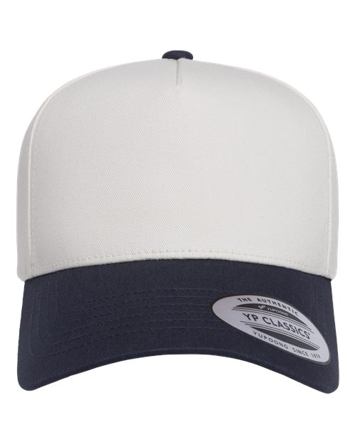 YP Classics Retro Cotton Blend Snapback Cap - Navy/ White/ White Front