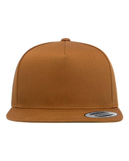 Five-Panel Cotton Twill Snapback Cap - Caramel Front