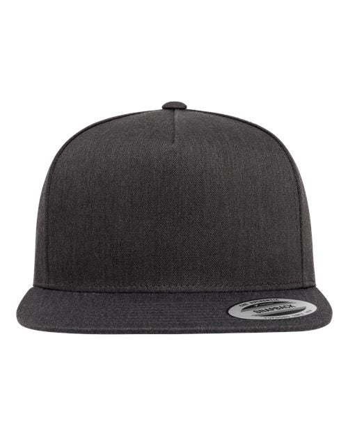 Five-Panel Cotton Twill Snapback Cap - Dark Heather Grey Front