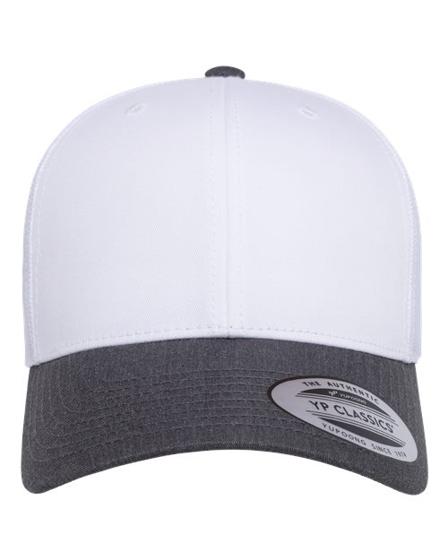 YP Classics Retro Trucker Cap - Dark Heather/ White/ White Front