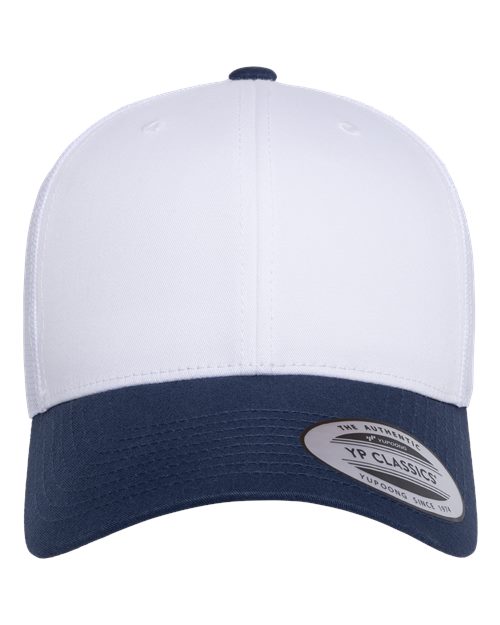 YP Classics Retro Trucker Cap - Navy/ White/ White Front