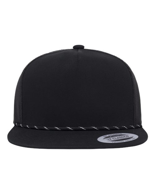 YP Classics Classic Five-Panel Trucker Rope Cap - Black Front