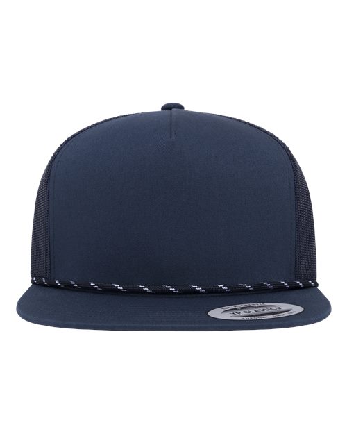 YP Classics Classic Five-Panel Trucker Rope Cap - Navy Front