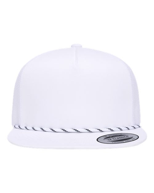 YP Classics Classic Five-Panel Trucker Rope Cap - White Front